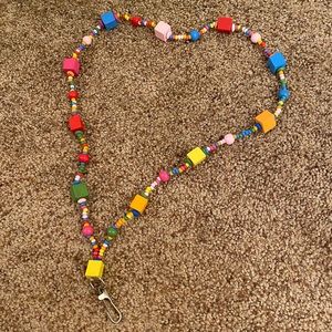 Wood beaded lanyard